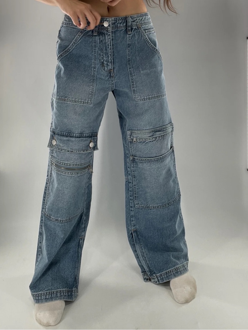 Free People We The Free CRVY Under Construction Cargo Jeans size 27